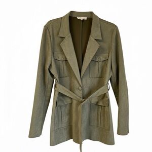 Anthropologie Solitaire Faux Suede Sage Green Utility Jacket | Size M